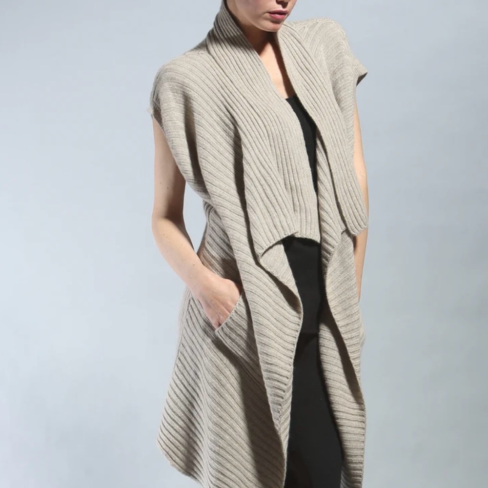 ZOE COUTURE Cashmere & Wool Blend Open Front Sweater Vest